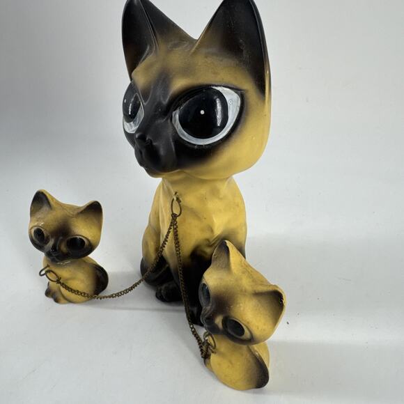 Siamese Cat w/ Kittens Ceramic Made In Japan Vintage MCM Figurines Free Shipping - Picture 4 of 13